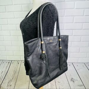 Vince Camuto Black Leather Fringe Tote